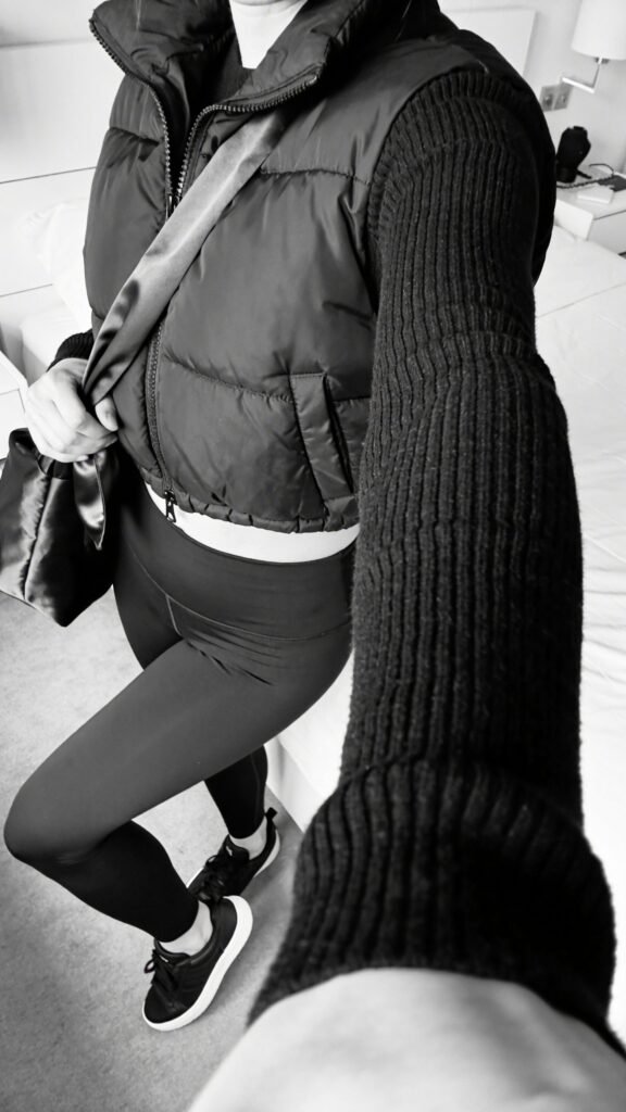 Monochrome Matte Magic: Black Leggings With Textured Layers