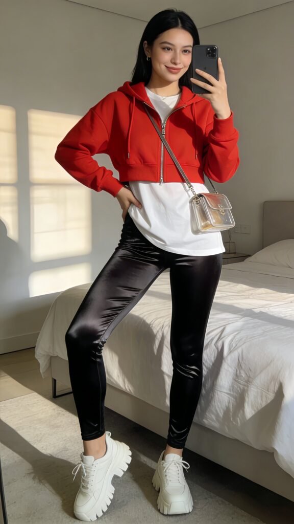 Power-Up Leggings With Bold Color Pop That Slays Both Gym and Brunch. Leggings Outfit Ideas