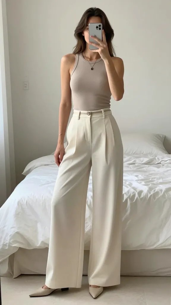 Tailored Wide-Leg Pants + Lightweight Tank: Modern Minimalist Cool