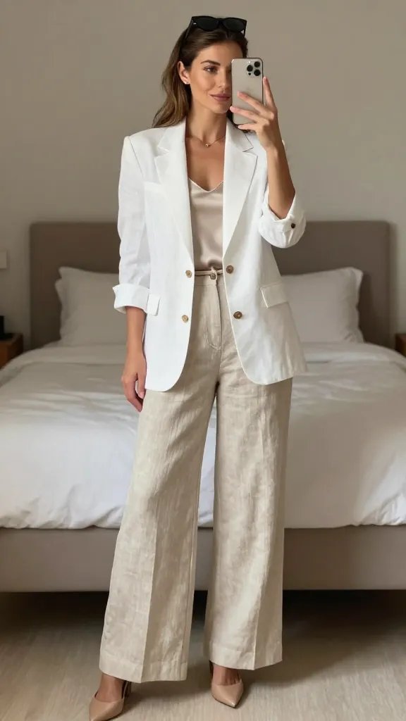 Crisp Linen Blazer + Wide Leg Trousers Combo That Elevates Your Day