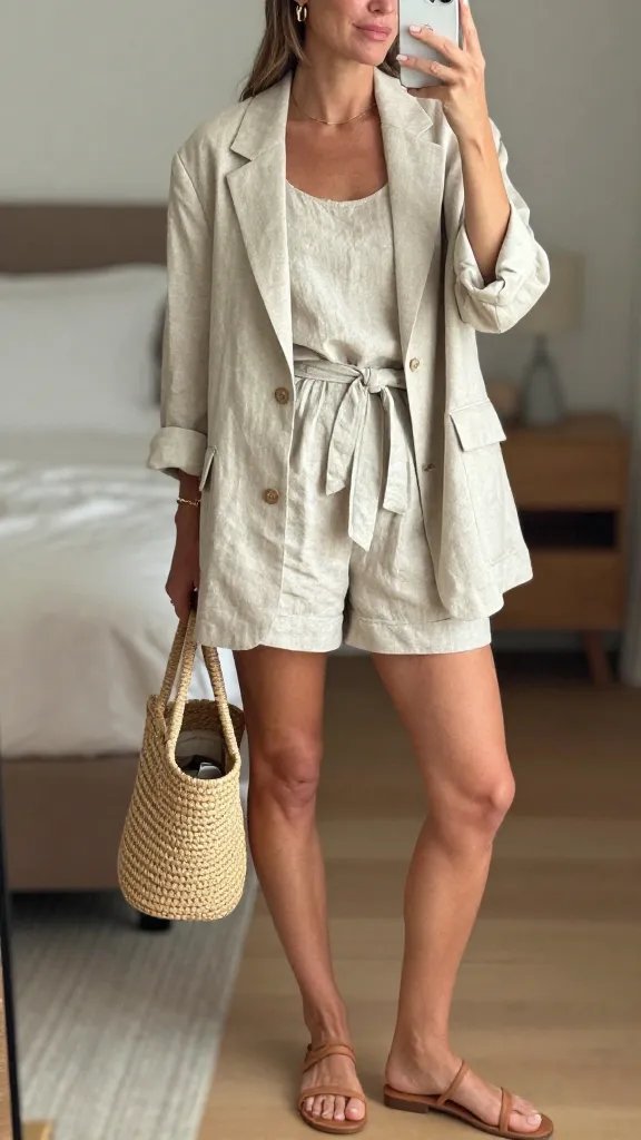 Breezy Linen Shift Set That Feels Like a Vacation Day in the City. Chic Outfit Ideas Using Linen Separates