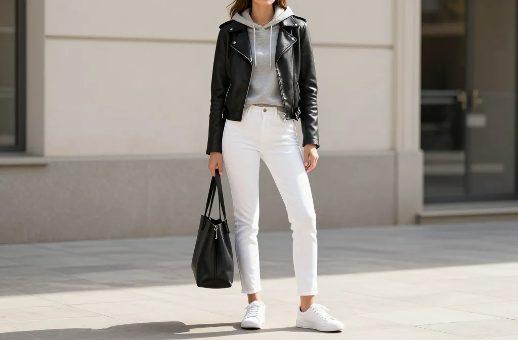 8 Chic Everyday Outfits with Sneakers and Leather Layers: Effortless Glow