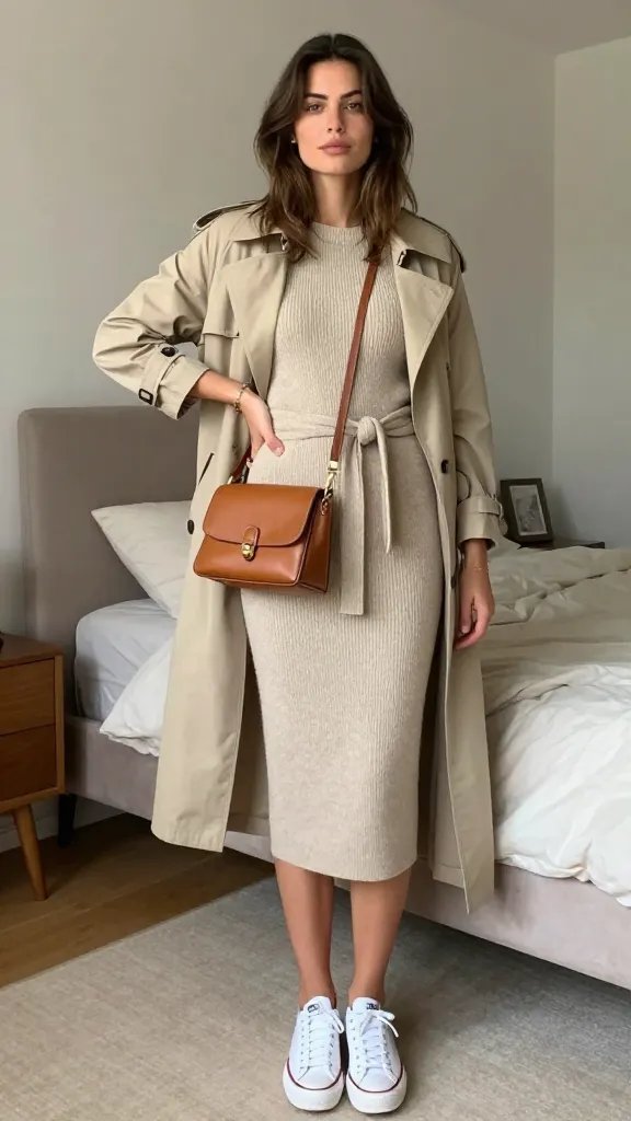 Cozy-Casual Knit Dress With Sneakers That Still Scares No One