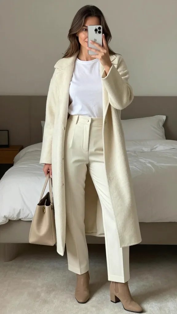 Mono-Chrome Cream Coatigan With Crisp White