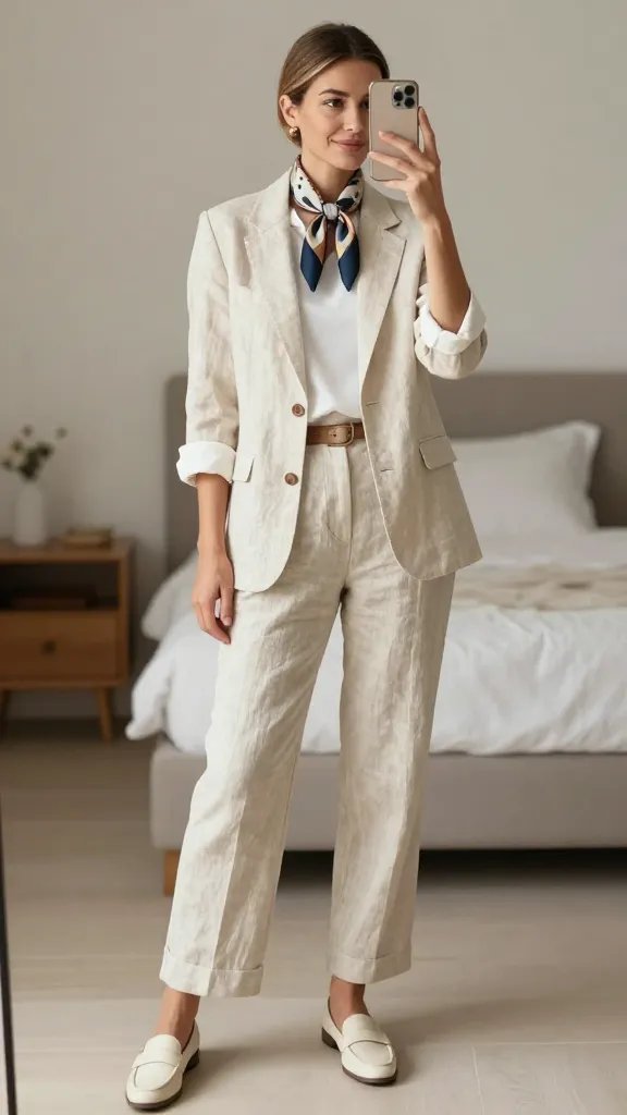 Crisp Linen Suit, Softly Structured