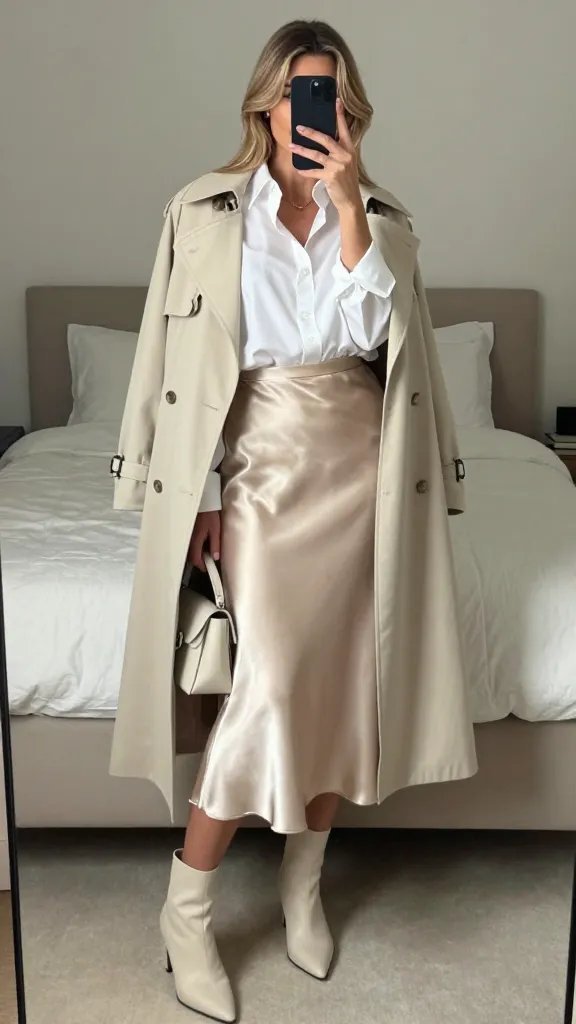 Tailored Trench + Slip Skirt Set That Feels Effortlessly City-Chic