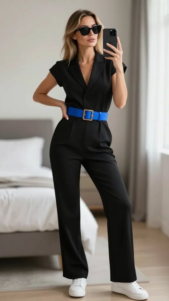 Sporty-Chic Jumpsuit With a Pop of Color That Keeps Things Playful