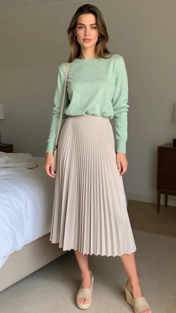 Soft Knit + Pleated Midi Skirt For Day-to-Night Fluidity