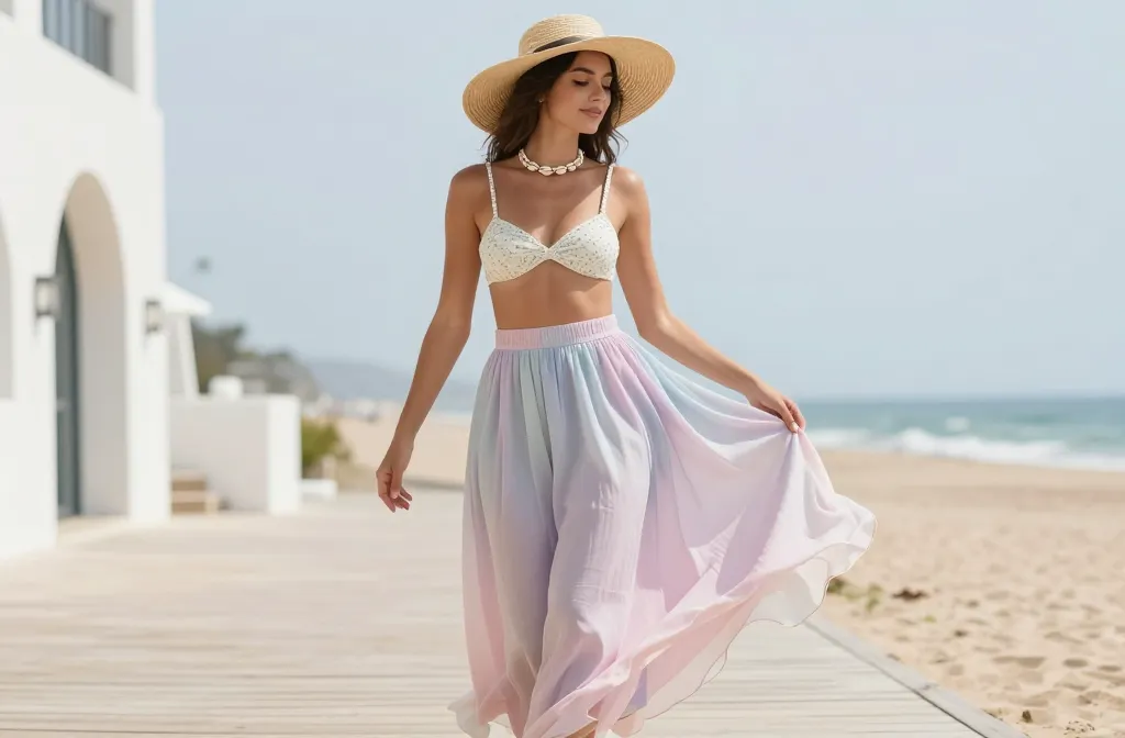 9 Summer Outfits Aesthetic Using Flowing Long Skirts: Chic Picks