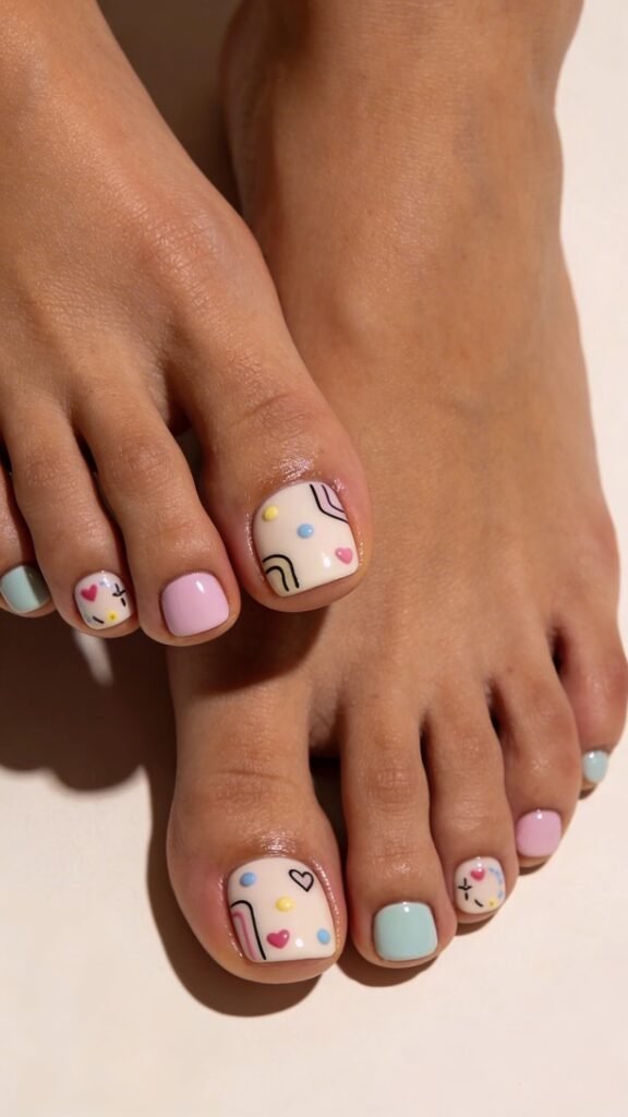 Candy Kiss Dingbats Toe Nail Varnish Design
