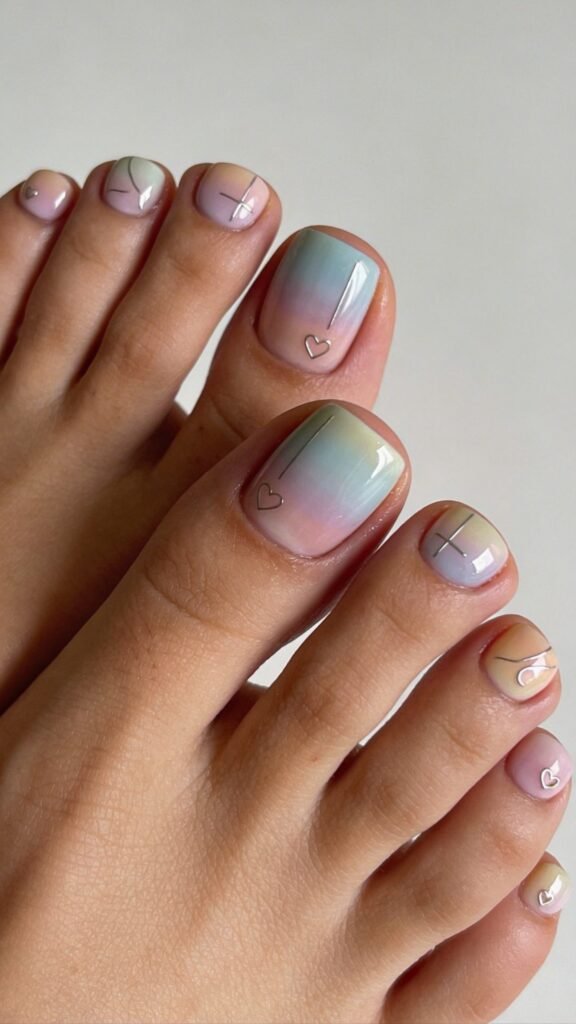 Sock-Drawer Pastel Ombre Toe Pedicure