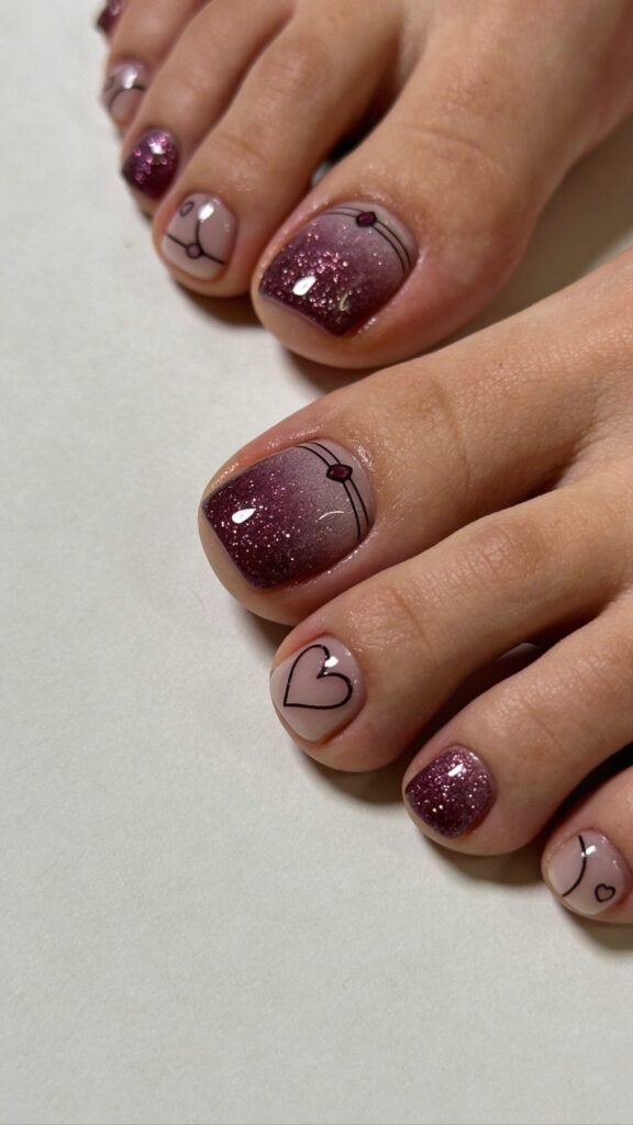 Glitter Sugar Plum - Cute Toe Pedicure Ideas