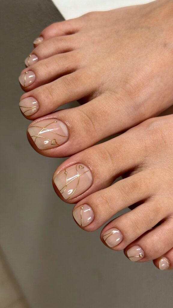 Sheer Nude with Gold Veins