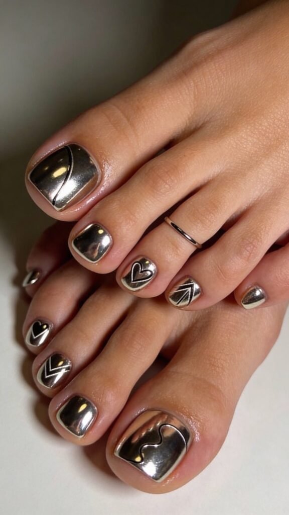 Metallic Chrome Toes For Night Out Shine