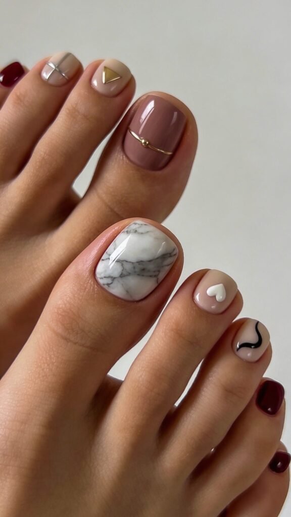 Marble Accent Toe With Solid Color Base