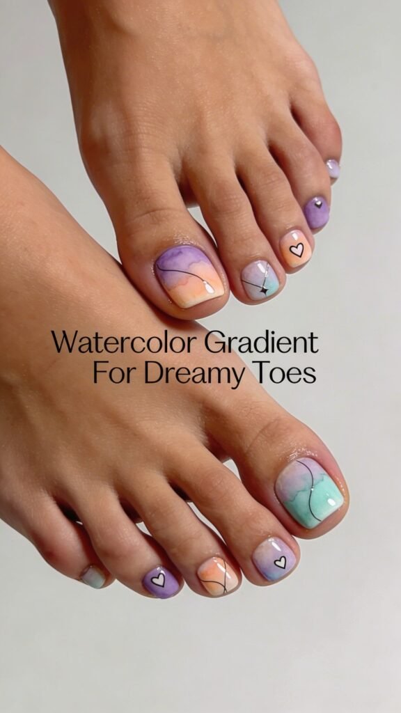 Watercolor Gradient For Dreamy Toes