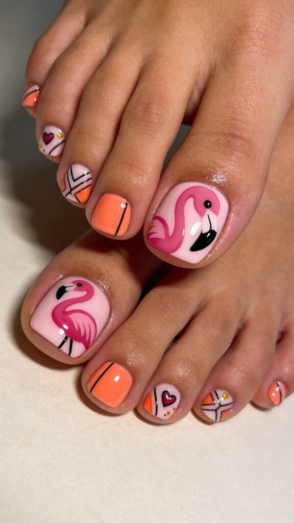 Flamingo Fiesta Feet - Tropical Pedicure Ideas for Beach Holidays