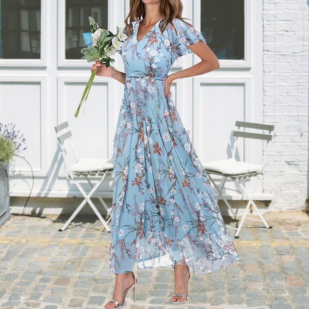 Floral Chiffon Maxi Dress – Romantic & Airy