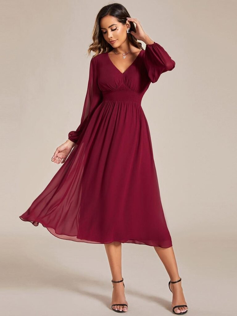 Long-Sleeve Midi Dress – Elegant Coverage
