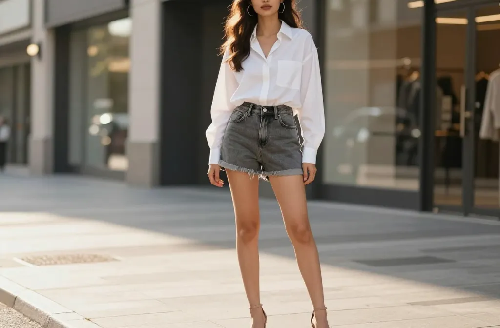 13 Grey Denim Shorts Outfit Ideas That Feel Modern and Chic: Effortless Summer Looks