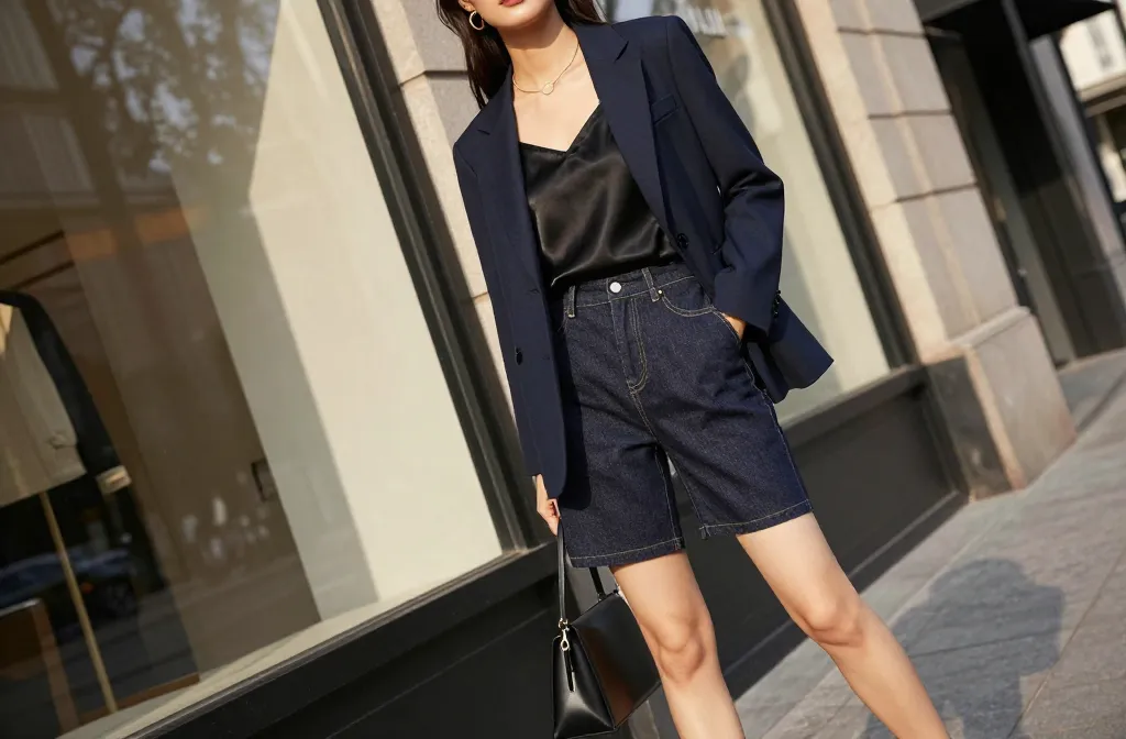 12 Dark Denim Shorts Outfit Ideas That Feel Sophisticated: Chic & Elevated