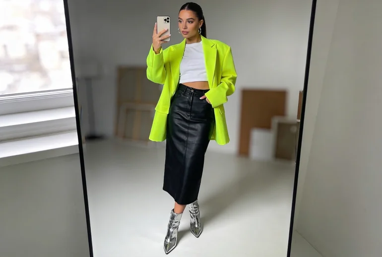 8 Stylish Street Style Looks to Try Now: Neon & Leather Edition