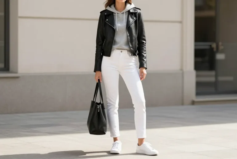 8 Chic Everyday Outfits with Sneakers and Leather Layers: Effortless Glow