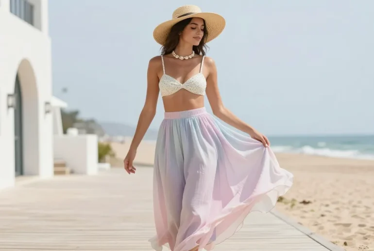 9 Summer Outfits Aesthetic Using Flowing Long Skirts: Chic Picks