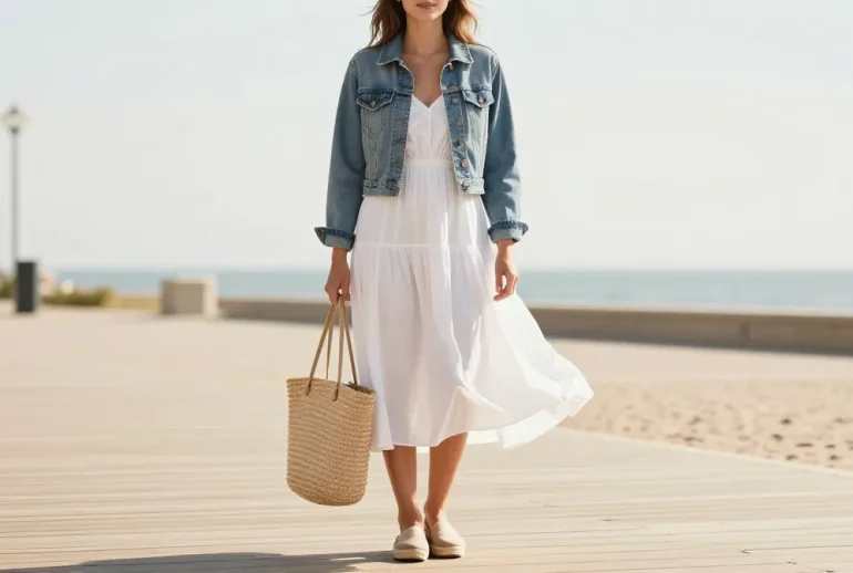 15 White Sundress and Denim Jacket Outfits That Work for Any Occasion: Effortless Style