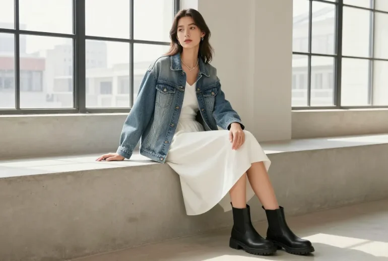10 Clean Girl White Dress and Light Wash Denim Jacket Outfits to Copy Now: Chic Quick Wins