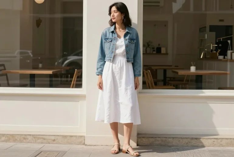 10 White Linen Dress and Denim Jacket Combos for a Breezy Summer Look Unveiled