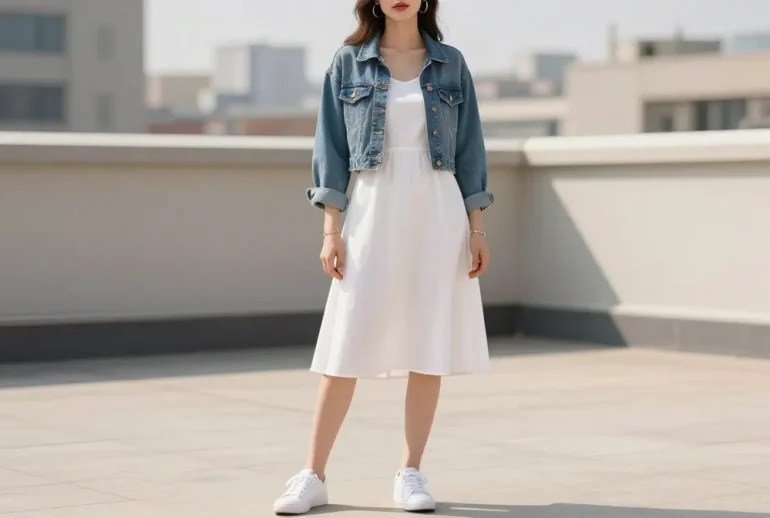 10 Ways to Layer a Denim Jacket Over a White Dress for Cool Summer Nights: Chic Quick Complements