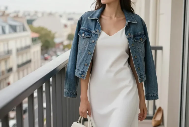 10 Ways to Wear a White Slip Dress and Denim Jacket Like a French Girl — Effortless Chic