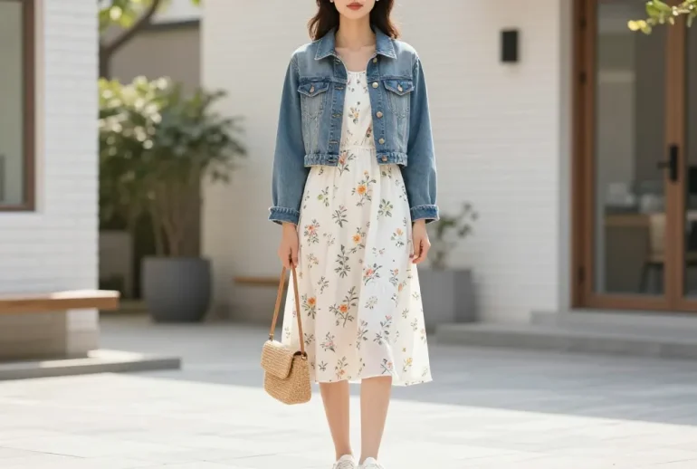 15 White Floral Dress and Denim Jacket Ideas for a Fresh Spring Look: Chic Breezy Picks