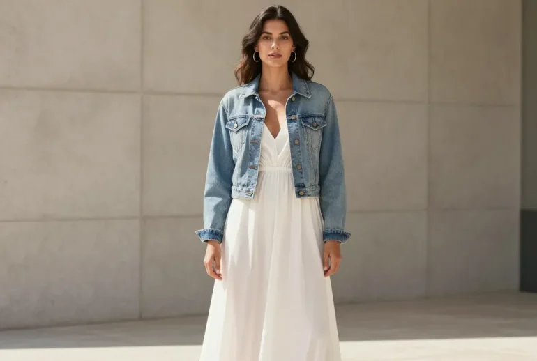 15 White Maxi Dress and Denim Jacket Looks We Are Currently Obsessed with: Must-See Edits