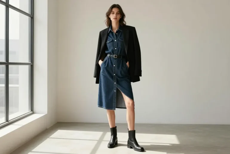 10 Dark Wash Denim Dress Outfits for an Edgy and Polished Look: Chic Picks