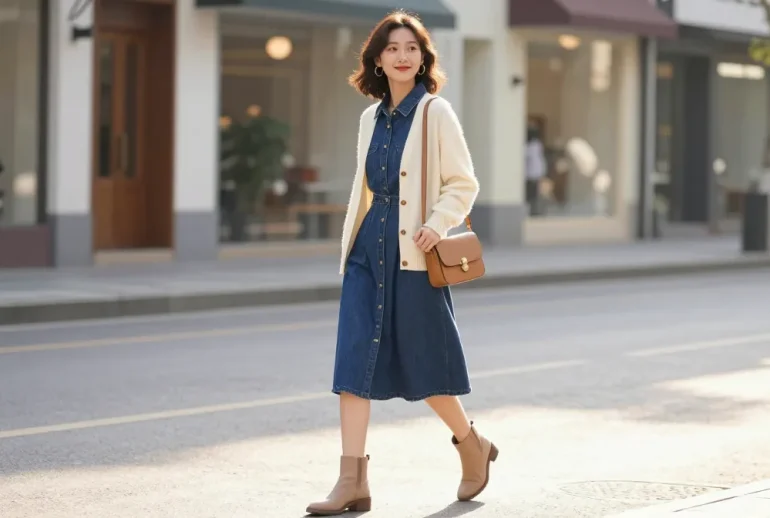 12 Denim Dress and Cardigan Combos for a Cozy Transitional Look: Cozy, Chic Hacks