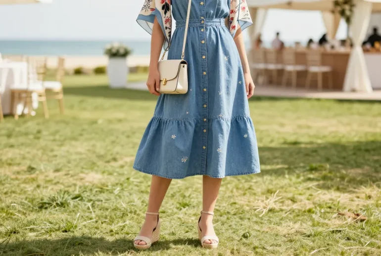 20 Denim Dress Outfits That Are Perfect for a Summer Wedding Guest: Chic & Breezy
