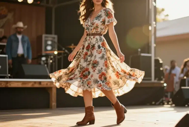 13 Cute Country Concert Outfits with Dresses and Boots: Style Guide
