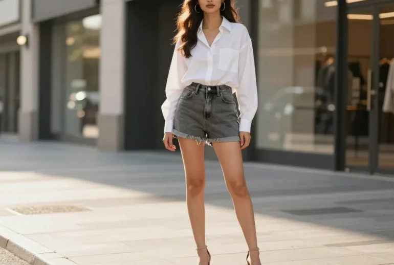 13 Grey Denim Shorts Outfit Ideas That Feel Modern and Chic: Effortless Summer Looks